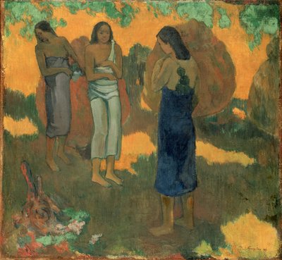 Tre donne tahitiane su sfondo giallo da Paul Gauguin